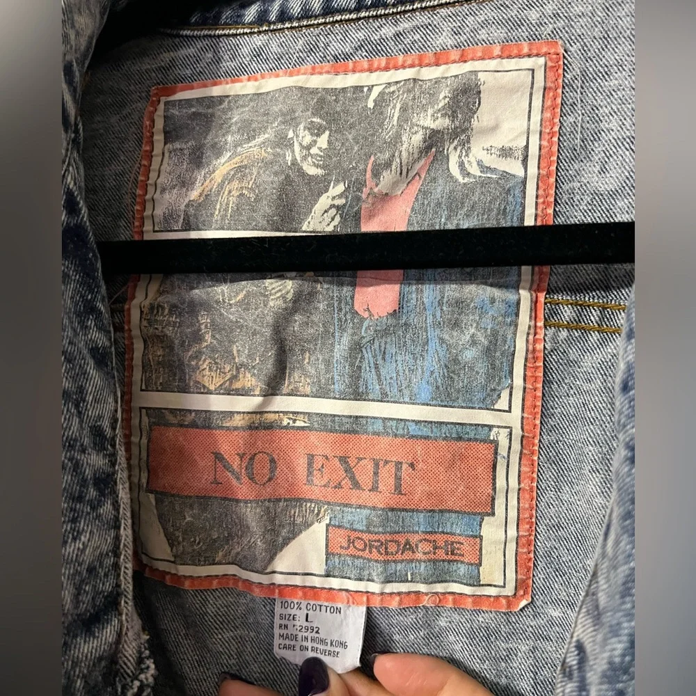 ❌SOLD❌ JORDACHE No Exit Men’s Acid Wash Denim Jacket - Large - Picture 5 of 7